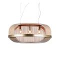 **Lampa wisząca z drewna i metalu z trzema źródłami światła**